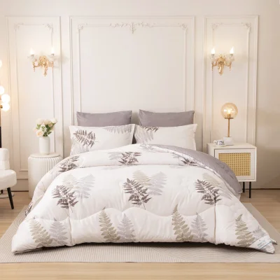 Donetella Printed Duvet Set, Queen Size Fits 180x200 cm - 4-Pcs Bed Set, Brushed Microfiber Fabric - 1 Duvet Cover, 1 Fitted Sheet, 1 Pillow Shams, 1 Pillowcases (Filler Not Included)